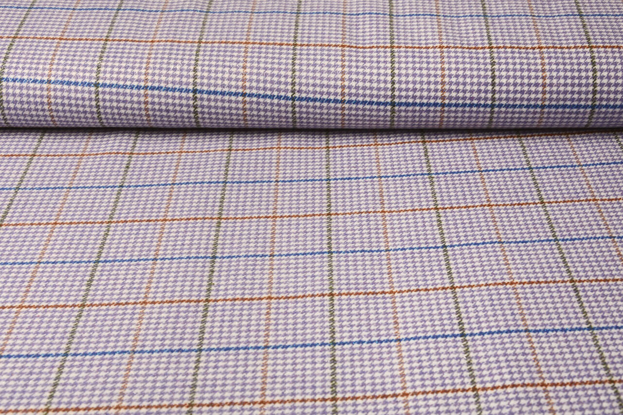 Woven Woolen Fabric Fine Check Lilac Woven Woolen Fabric Fine Check Lilac