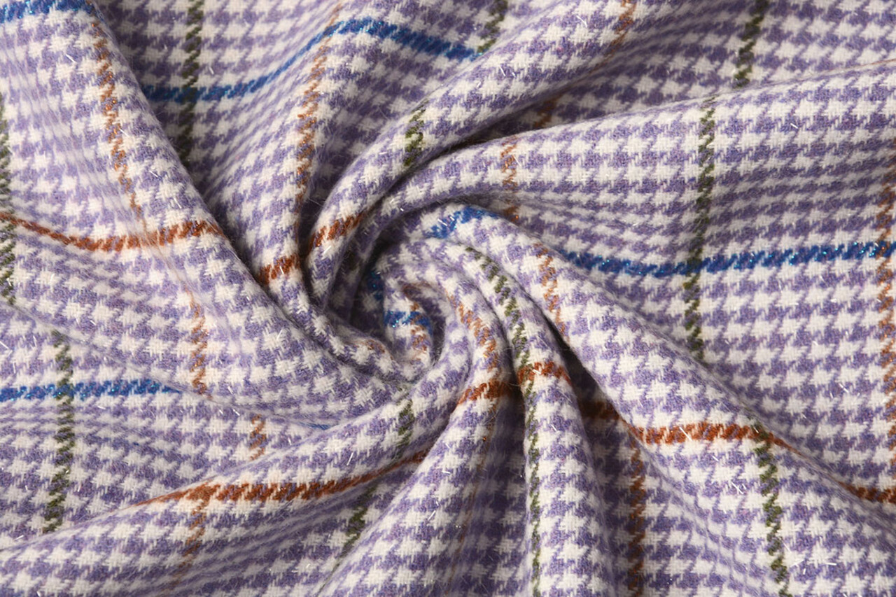 Woven Woolen Fabric Fine Check Lilac Woven Woolen Fabric Fine Check Lilac