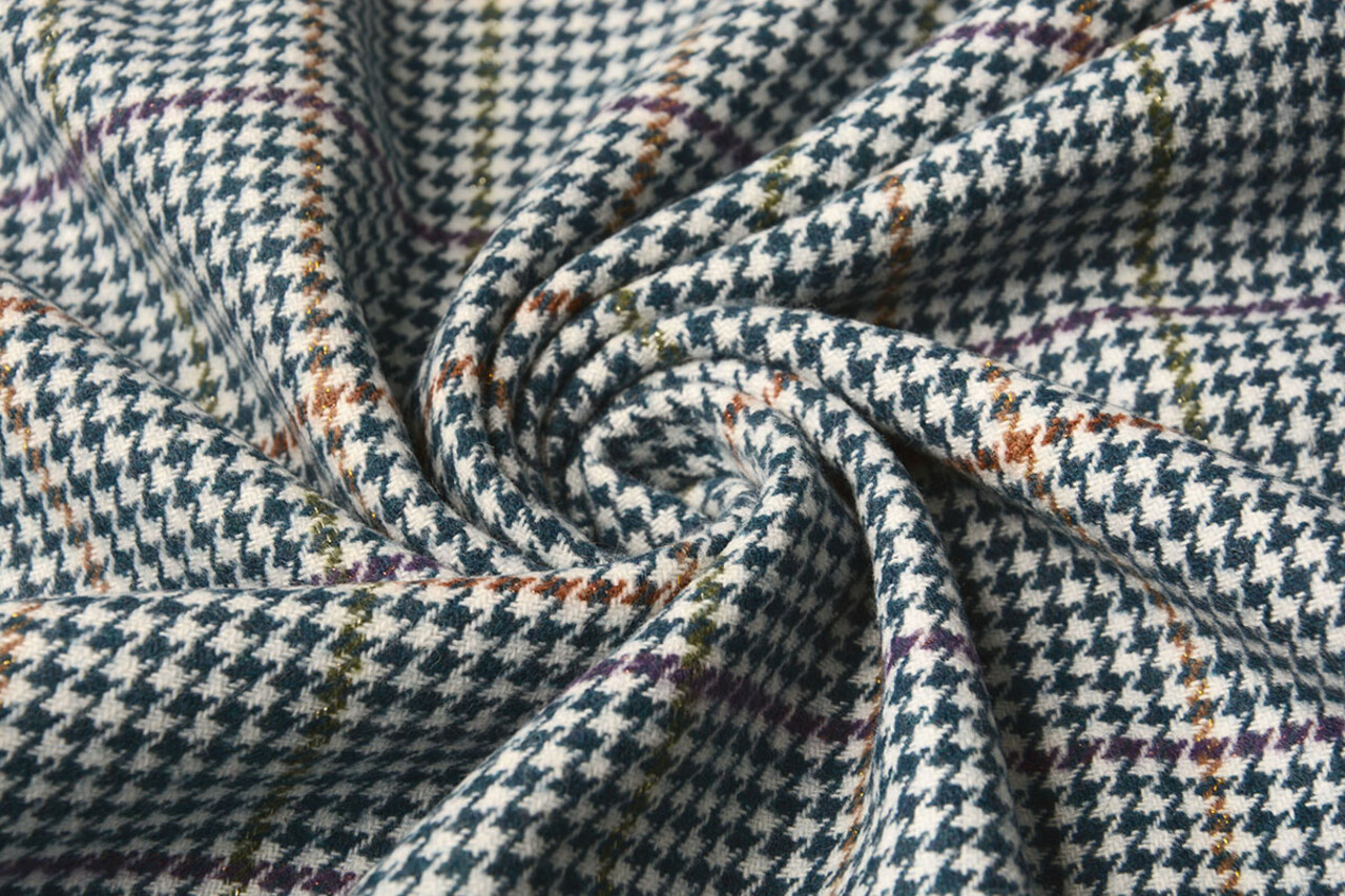 Geweven Wollen Stof Fijne Ruit Jeans Geweven Wollen Stof Fijne Ruit Jeans