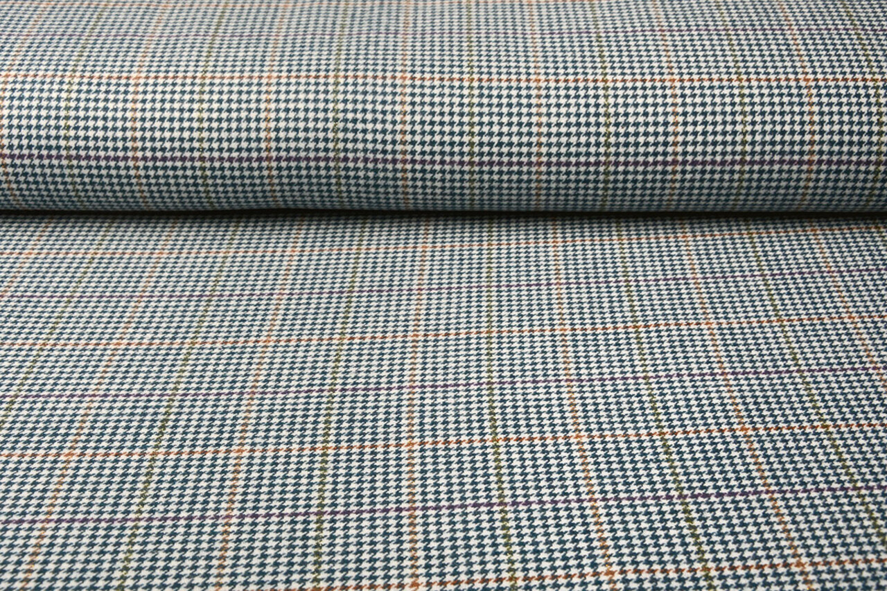 Geweven Wollen Stof Fijne Ruit Jeans Geweven Wollen Stof Fijne Ruit Jeans