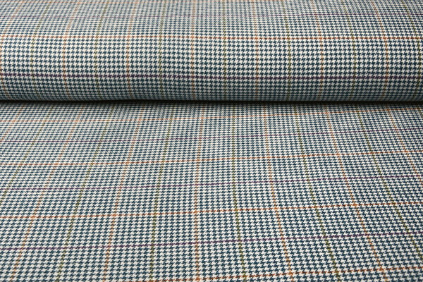Geweven Wollen Stof Fijne Ruit Jeans Geweven Wollen Stof Fijne Ruit Jeans