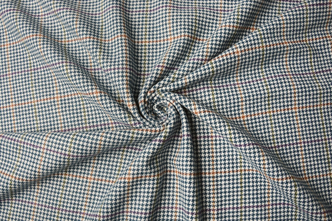 Geweven Wollen Stof Fijne Ruit Jeans Geweven Wollen Stof Fijne Ruit Jeans
