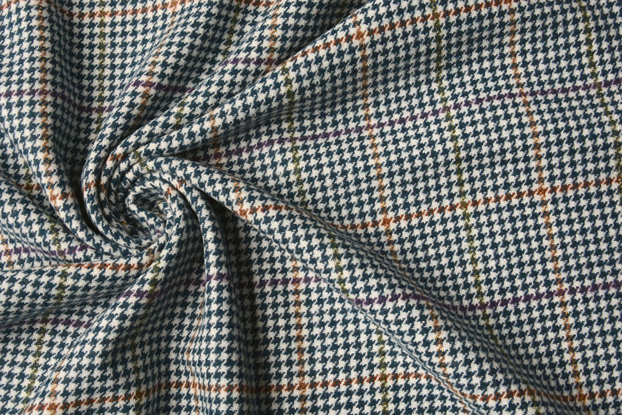 Geweven Wollen Stof Fijne Ruit Jeans Geweven Wollen Stof Fijne Ruit Jeans