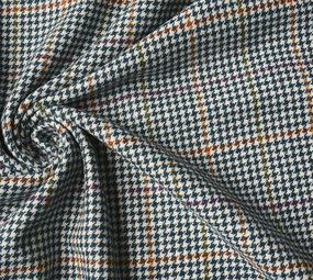 Geweven Wollen Stof Fijne Ruit Jeans Geweven Wollen Stof Fijne Ruit Jeans