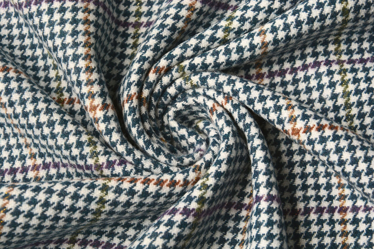 Geweven Wollen Stof Fijne Ruit Jeans Geweven Wollen Stof Fijne Ruit Jeans