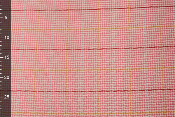Geweven Wollen Stof Fijne Ruit Roze