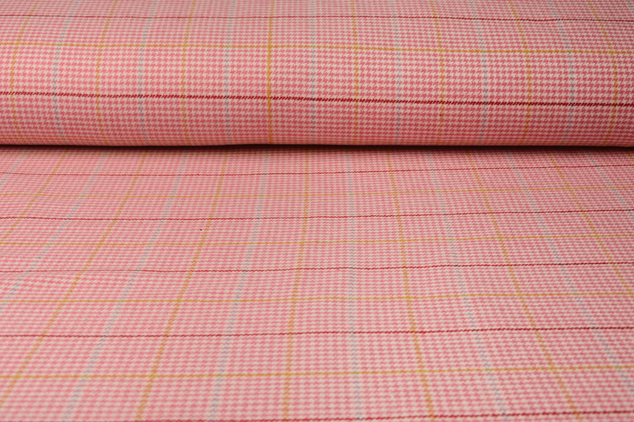 Woven Woolen Fabric Fine Check Pink Woven Woolen Fabric Fine Check Pink