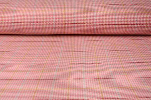 Gewebte Wollstoff  Feiner Karo Rosa