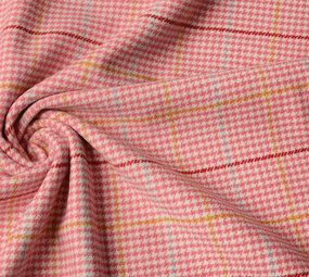 Woven Woolen Fabric Fine Check Pink Woven Woolen Fabric Fine Check Pink