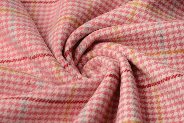 Gewebte Wollstoff  Feiner Karo Rosa