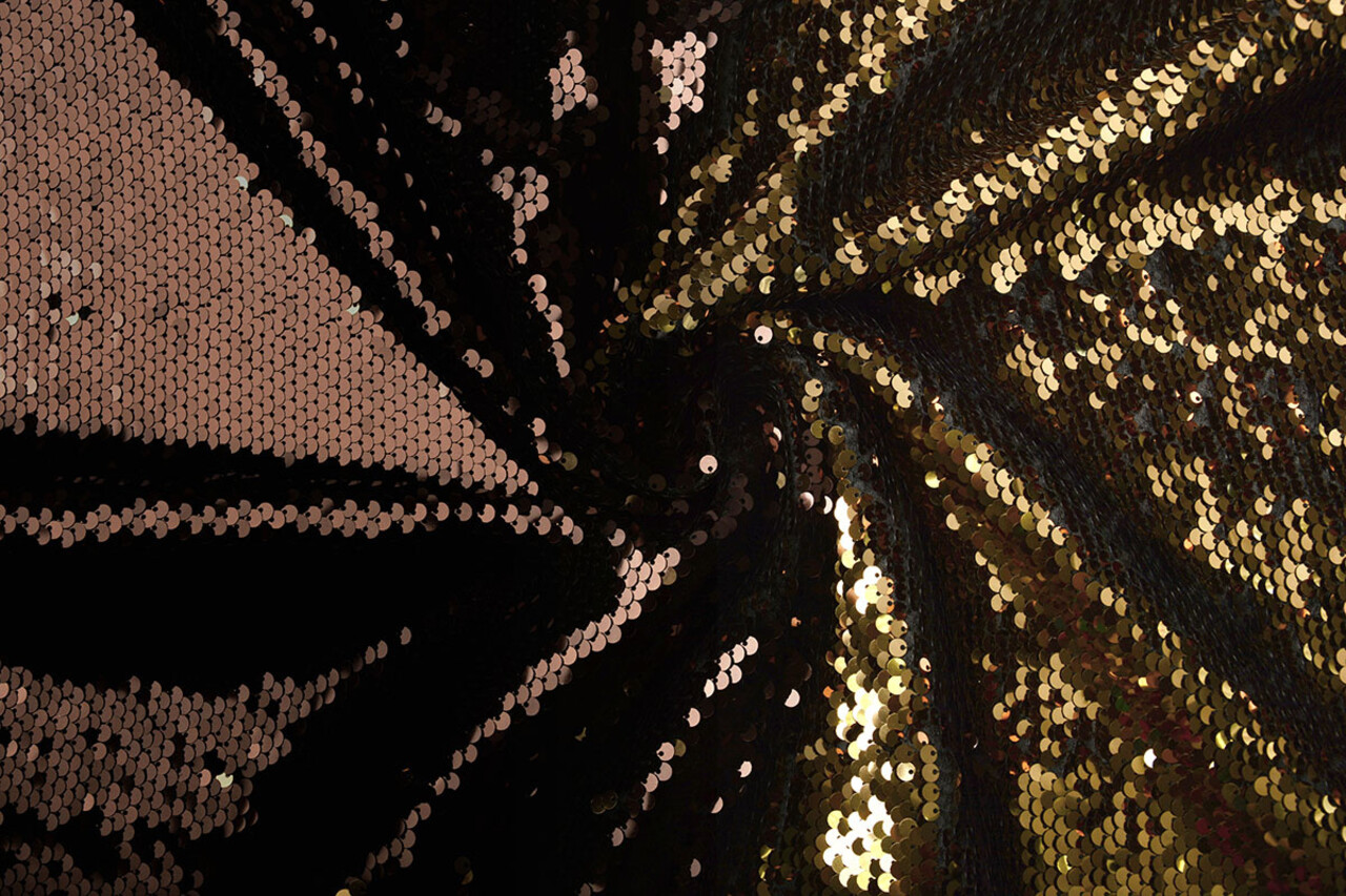 Reversible Sequin Fabric  Brown - Gold Reversible Sequin Fabric  Brown - Gold