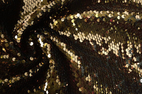 Reversible Sequin Fabric  Brown - Gold Reversible Sequin Fabric  Brown - Gold