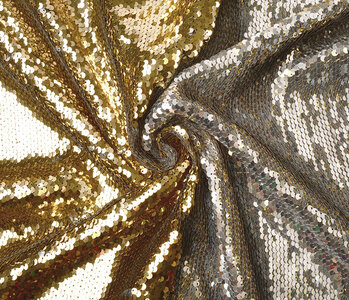 Reversibler Paillettenstoff Gold - Silber