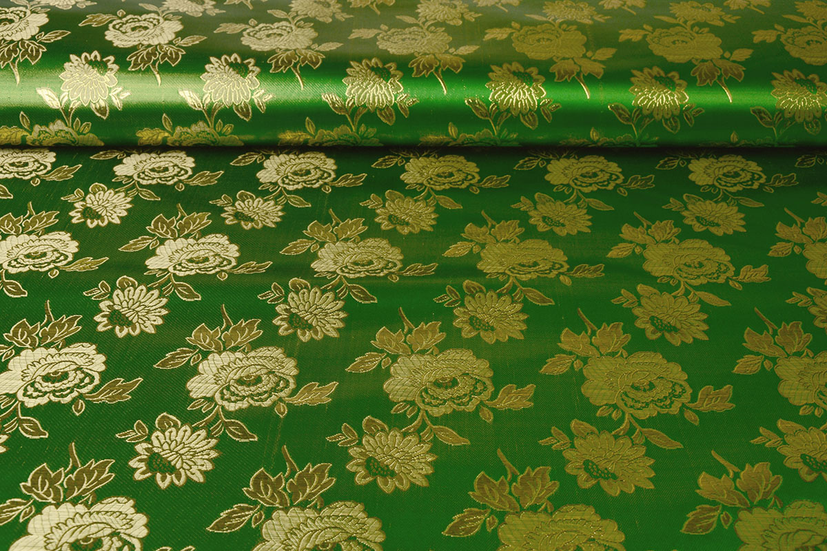 Brocade Rose Dide Green - Boelens Modestoffen