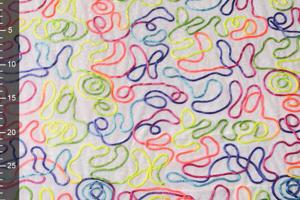 Samtstoff Weiß mit Mehrfarbiger Kabel Samtstoff Weiß mit Mehrfarbiger Kabel
