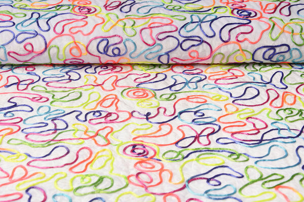 Velvet Stof Wit met Multicolor Veter Velvet Stof Wit met Multicolor Veter