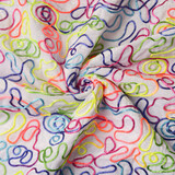 Velvet Stof Wit met Multicolor Veter Velvet Stof Wit met Multicolor Veter