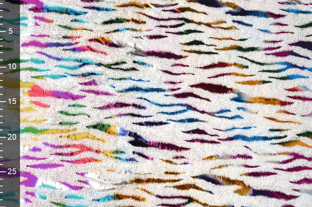 Imitation Fur White Multicolor Foil Tiger