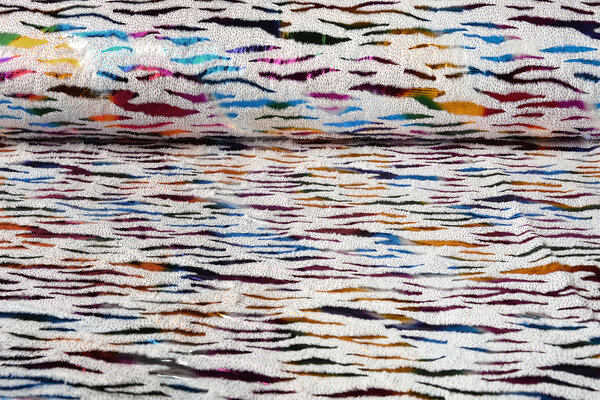 Fellimitat Weiß mehrfarbig Foil Tiger