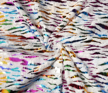 Imitation Fur White Multicolor Foil Tiger