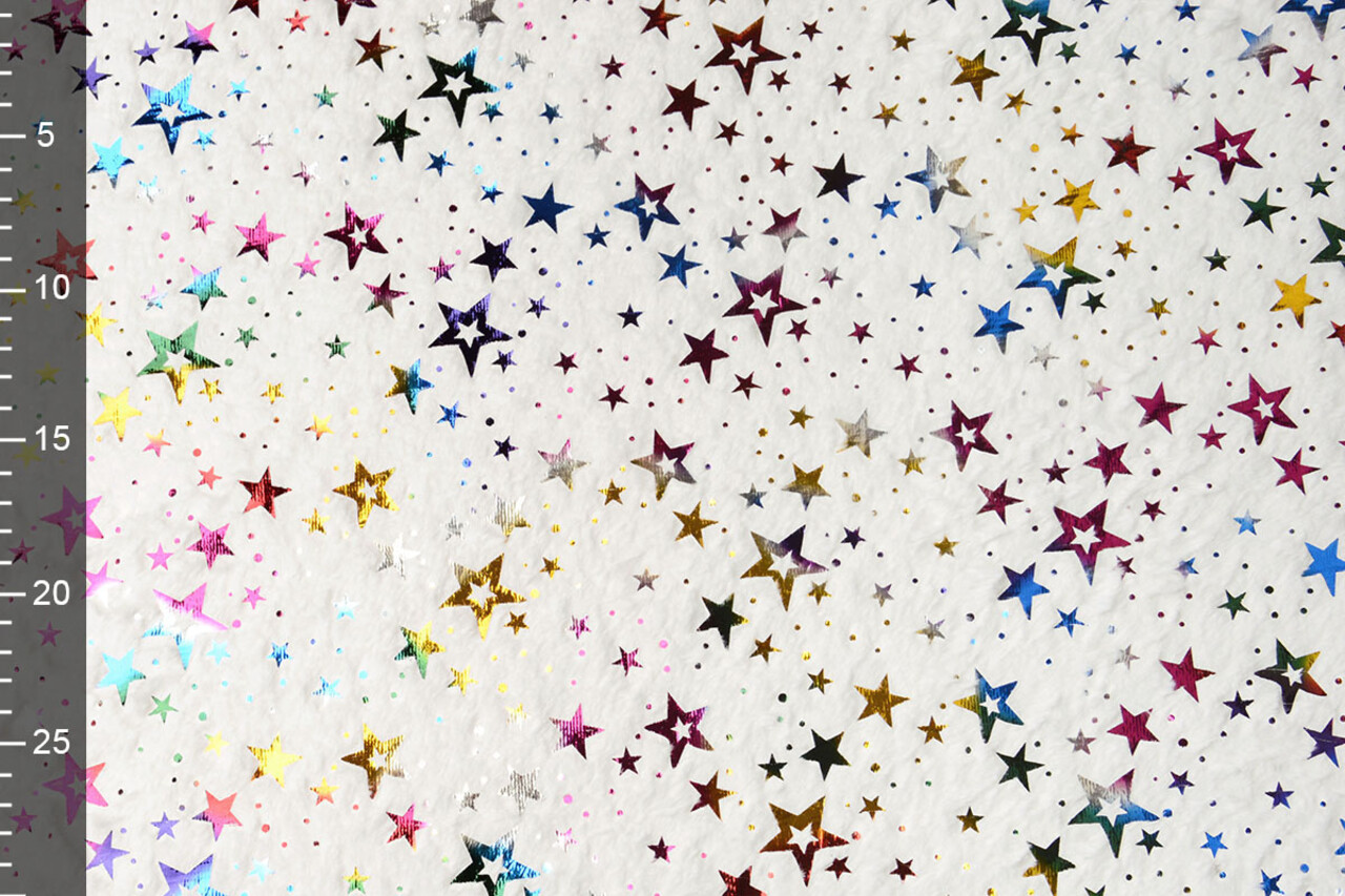 Fausse Fourrure Blanc Multicolore Film Métallisé Étoiles Fausse Fourrure Blanc Multicolore Film Métallisé Étoiles