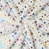 Piel Sintética Blanco Multicolor Foil Estrellas Piel Sintética Blanco Multicolor Foil Estrellas