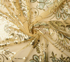 Sequins on Mesh Jamella Yellow Gold