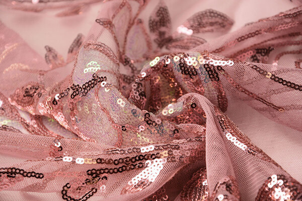 Sequins on Mesh Jamella Old Pink