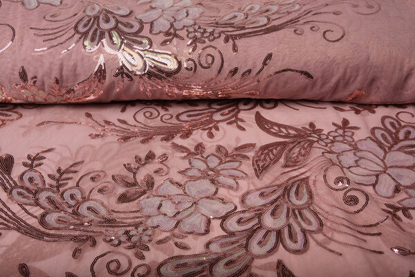 Sequins on Mesh Jamella Old Pink