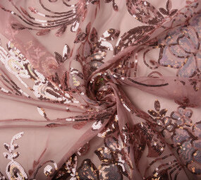 Pailletten op Mesh Jamella Oud Roze
