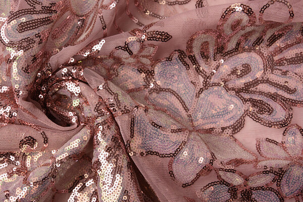 Sequins on Mesh Jamella Old Pink