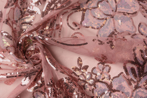 Sequins on Mesh Jamella Old Pink