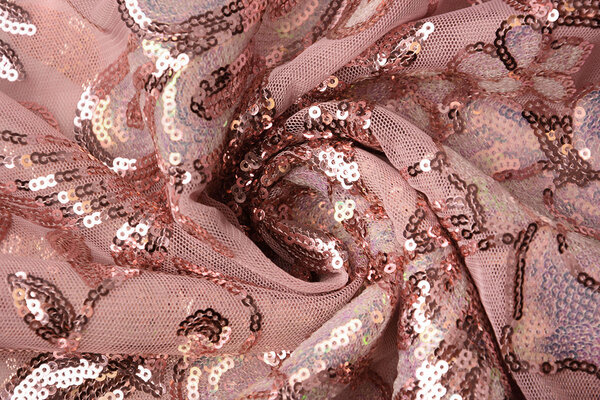 Sequins on Mesh Jamella Old Pink