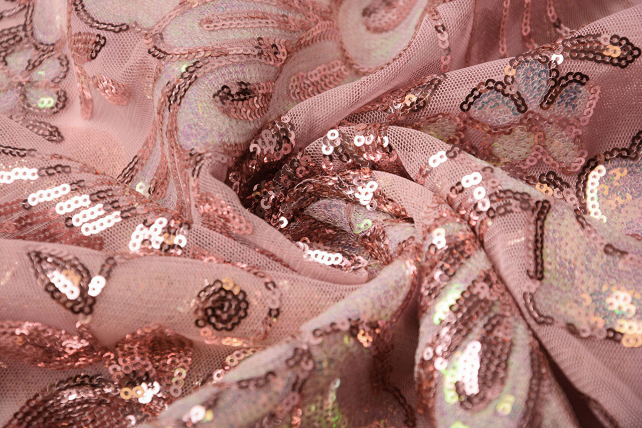 Sequins on Mesh Jamella Old Pink