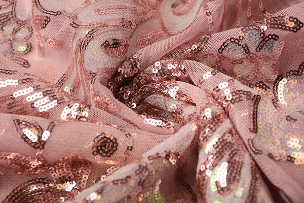 Pailletten op Mesh Jamella Oud Roze