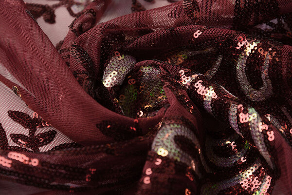 Pailletten op Mesh Jamella Bordeaux