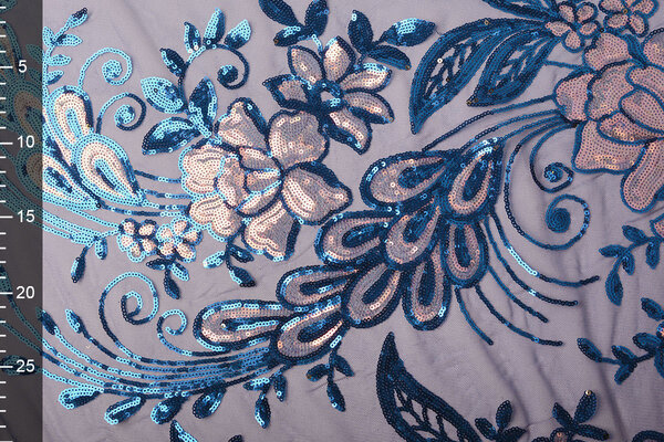 Pailletten op Mesh Jamella Kobaltblauw