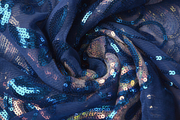 Pailletten auf Netz Jamella Kobaltblau