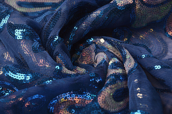 Pailletten op Mesh Jamella Kobaltblauw