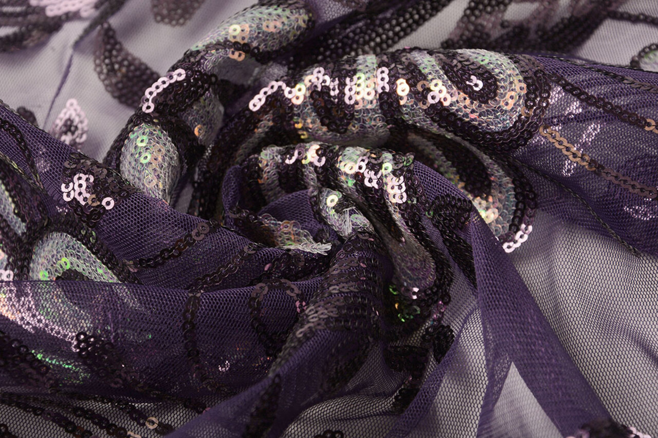 Sequins on Mesh Jamella Purple