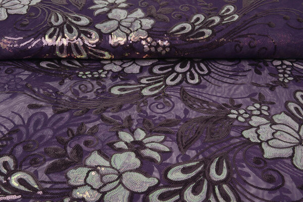 Sequins on Mesh Jamella Purple