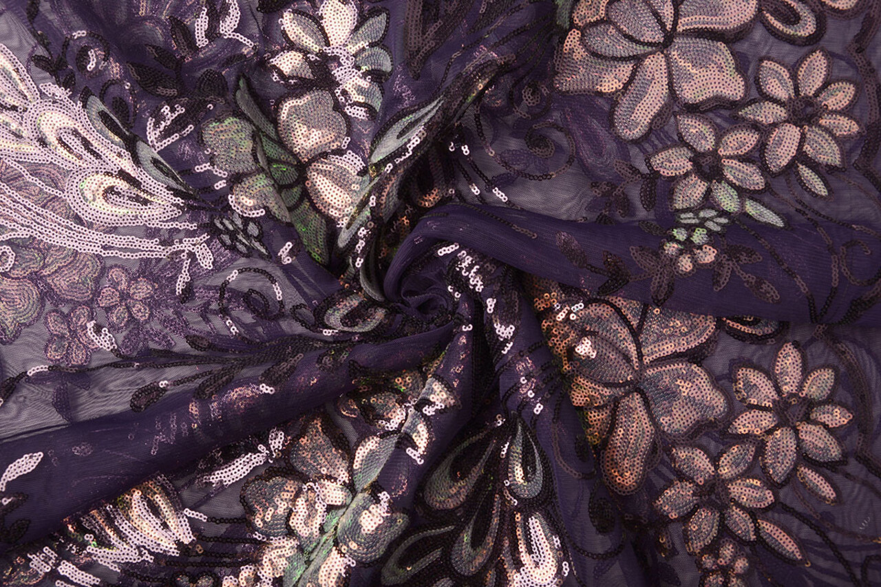 Sequins on Mesh Jamella Purple