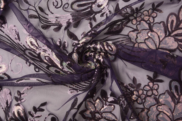 Sequins on Mesh Jamella Purple