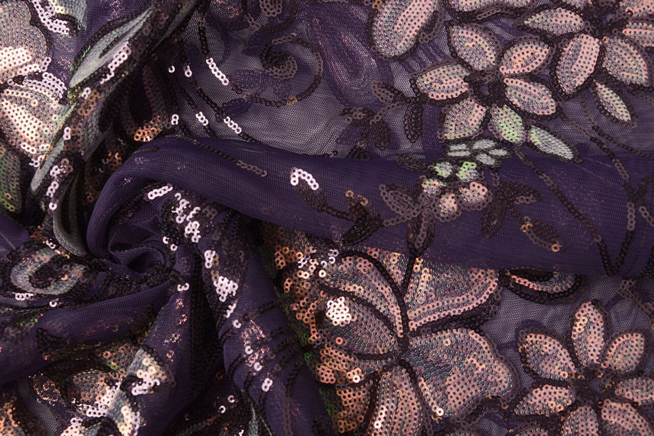 Sequins on Mesh Jamella Purple