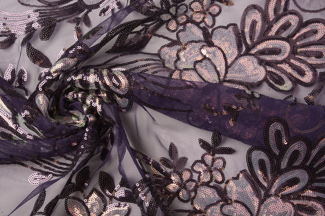 Sequins on Mesh Jamella Purple