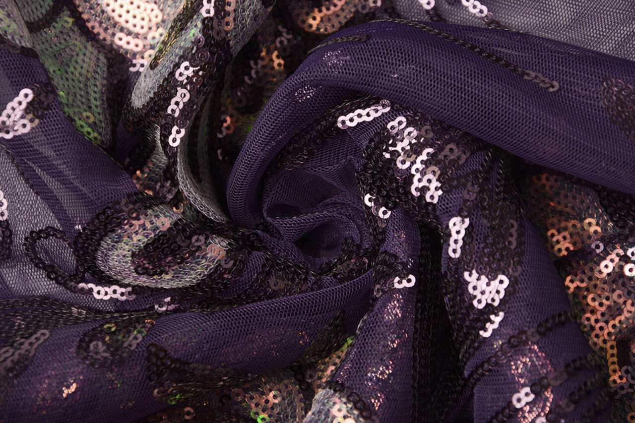 Sequins on Mesh Jamella Purple