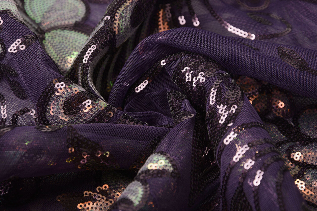 Sequins on Mesh Jamella Purple