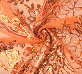 Sequins on Mesh Jamella Orange Sequins on Mesh Jamella Orange