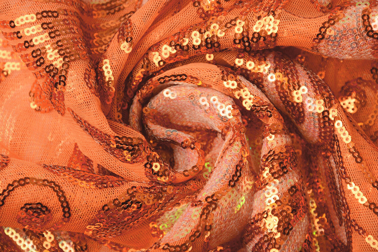 Sequins on Mesh Jamella Orange Sequins on Mesh Jamella Orange