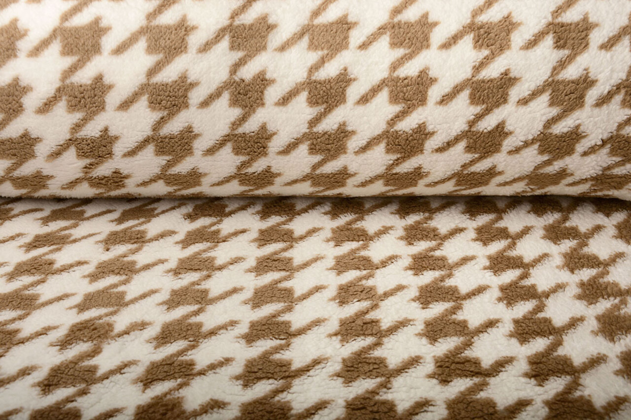 Curly Teddy  Pied de Poule Beige Brown